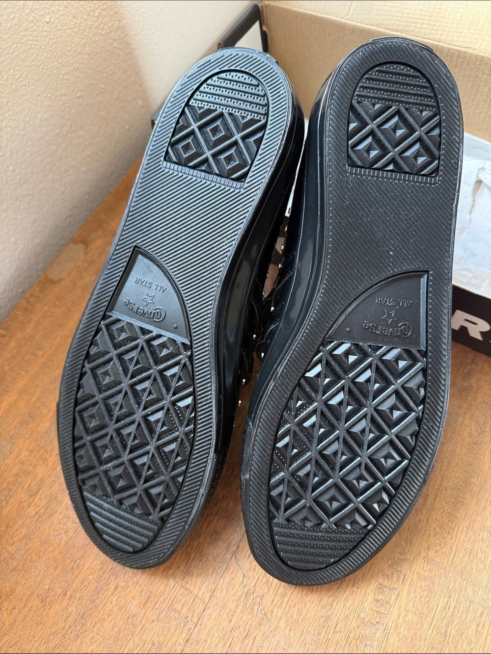 Converse Black Patent Mary Jane Flats with Studded Double Straps